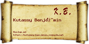 Kutassy Benjámin névjegykártya