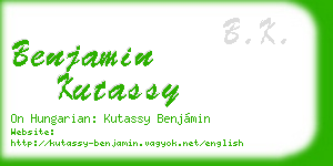 benjamin kutassy business card
