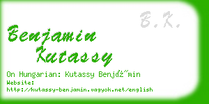 benjamin kutassy business card